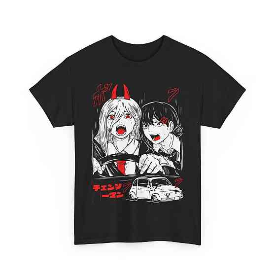 Футболка з аніме принтом Людина-бензопила оверсайз (S/M/L) Чорний AnimeJ0435 Дніпро