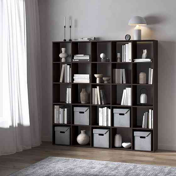 Стеллаж VAYS M-4 Венге Темный, книжная полка с 25 ячейками, ЛДСП, 178×29×178 см – для дома, офиса, детской или гостиной Львов