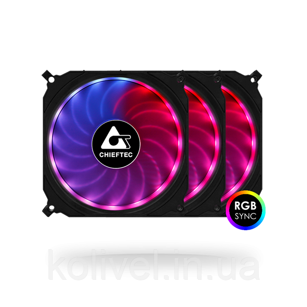 Вентилятор для корпуса 120mm*3 Chieftec Tornado CF-3012-RGB fan set (CF-3012-RGB) Киев - изображение 2