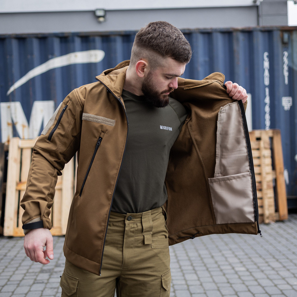 Чоловіча армійська демісезонна куртка койот Soft Shell, військова куртка софт шел з капюшоном Львів - фото 5