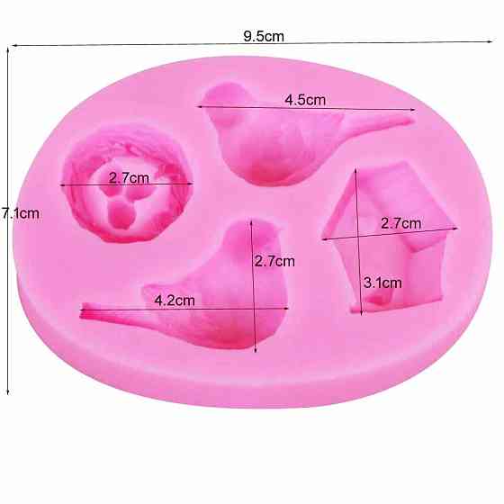 Силиконовый молд Птицы и гнездо 95 на 71 мм розовый Киев