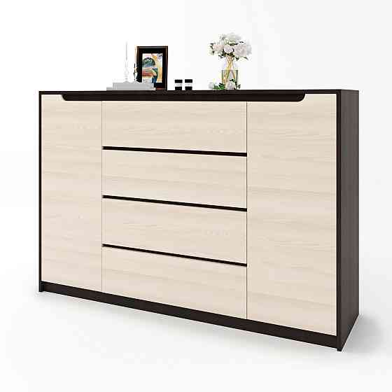 Великий комод для дому Еверест Мікс-3 (телескопи) 140х38х97 венге + дуб молочний (DTM-2007) Львів