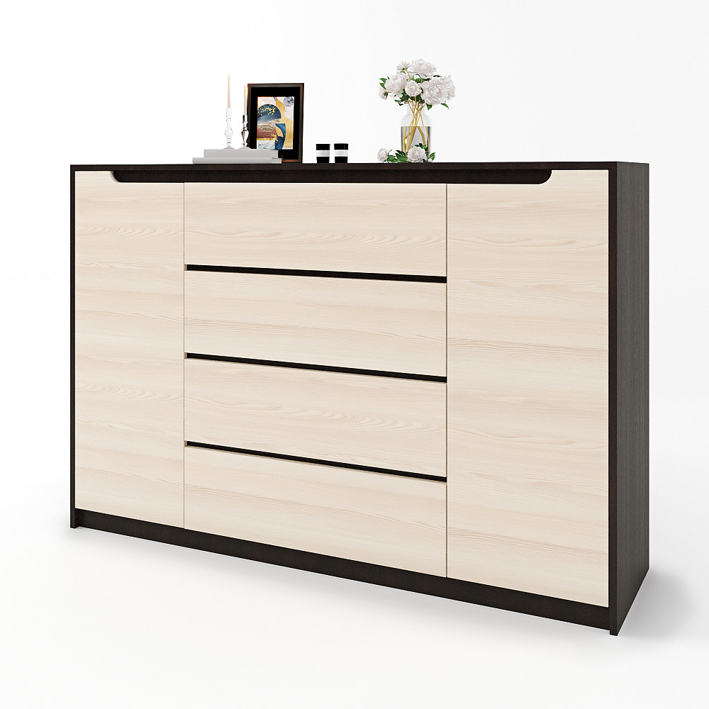 Великий комод для дому Еверест Мікс-3 (телескопи) 140х38х97 венге + дуб молочний (DTM-2007) Львів - фото 2