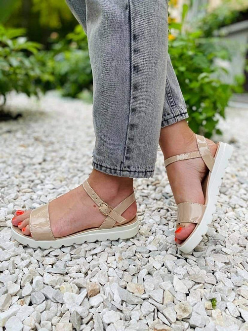 Mermaid Босоніжки жіночі 801 бежеві (літо, лак натуральний) (948) Коломия - фото 7