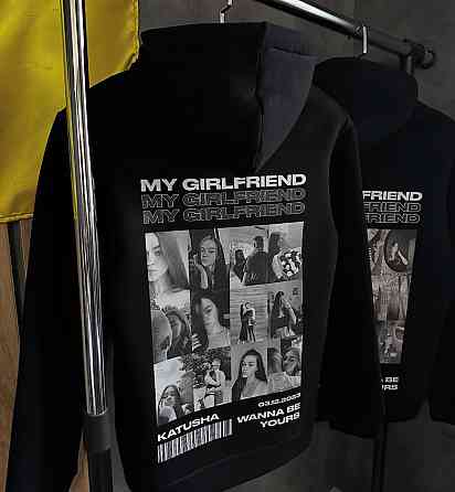 Парне худі MY GIRLFRIEND/MY BOYFRIEND з особистими фото XXL, XXL, Червоний Чернівці