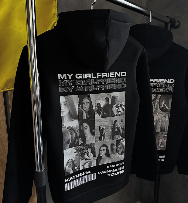 Парне худі MY GIRLFRIEND/MY BOYFRIEND з особистими фото XXL, XXL, Червоний Чернівці - фото 1