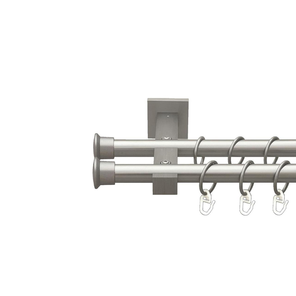 Карниз Orvit Дуо металевий дворядний техно гладка труба кільце металеве Сатин 19\19 мм 160 см (00-00027367) Львів - фото 1
