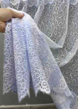 Тюль органза с вышивкой и люрексом цвет голубой с белым 1690т Киев