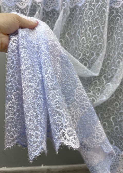 Тюль органза с вышивкой и люрексом цвет голубой с белым 1690т Киев - изображение 2