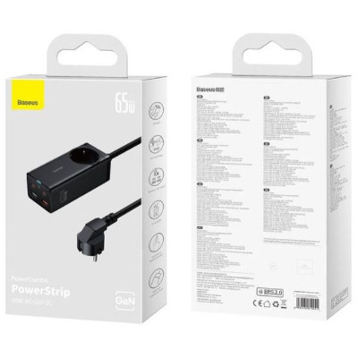Зарядное устройство Baseus AC + 2xUSB-C 65W + 2xUSB black (PSZM000901) Винница - изображение 3