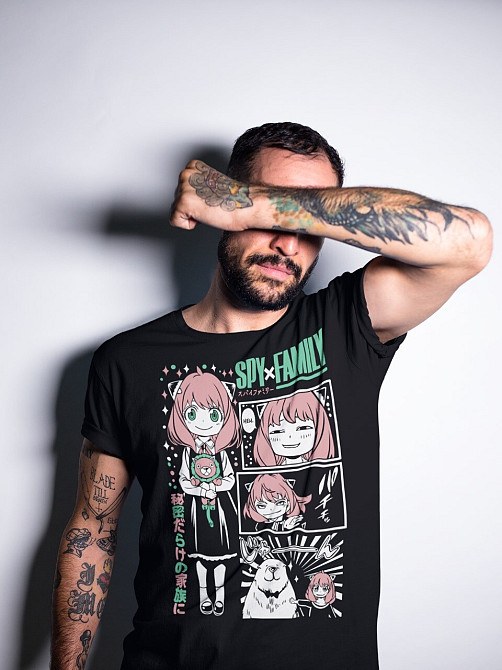 Футболка для хлопчика з аніме принтом Шпигун і сім’я оверсайз (зріст від 165 до 180) Чорний AnimeJ0339m Дніпро - фото 1