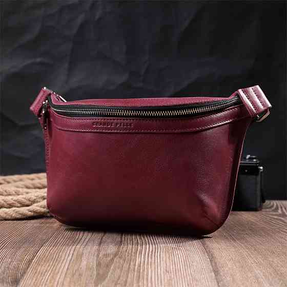 Красива бананка для жінок з натуральної шкіри Рожевий (GRANDE PELLE) Київ