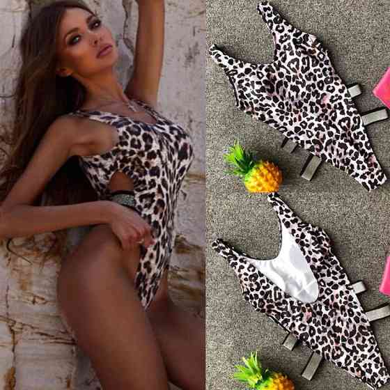 Суцільний купальник з вирізами леопардовий Київ