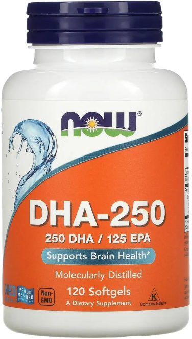 Докозагексаєнова кислота (ДГК) Рибʼячий жир Now Foods DHA-250 120 гел капс Київ - фото 1
