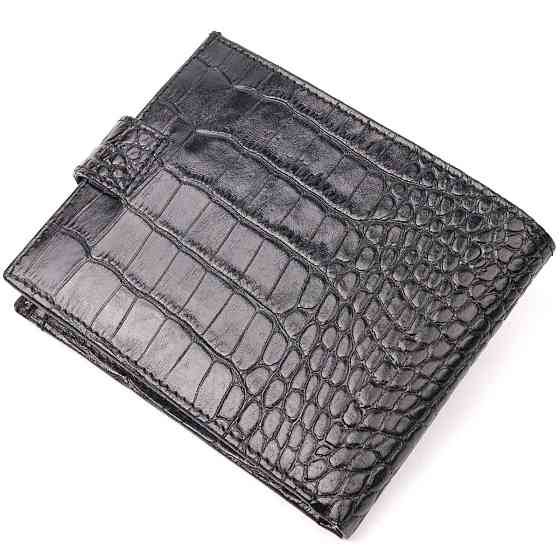 Стильний чоловічий гаманець із фактурної шкіри під рептилію KARYA 21065 Чорний Київ