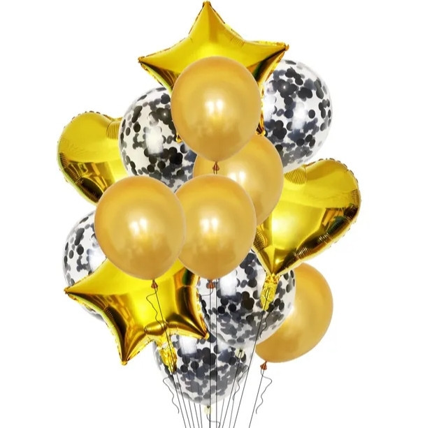 Фонтан із кульок чорний з золотим 14шт Київ - фото 1