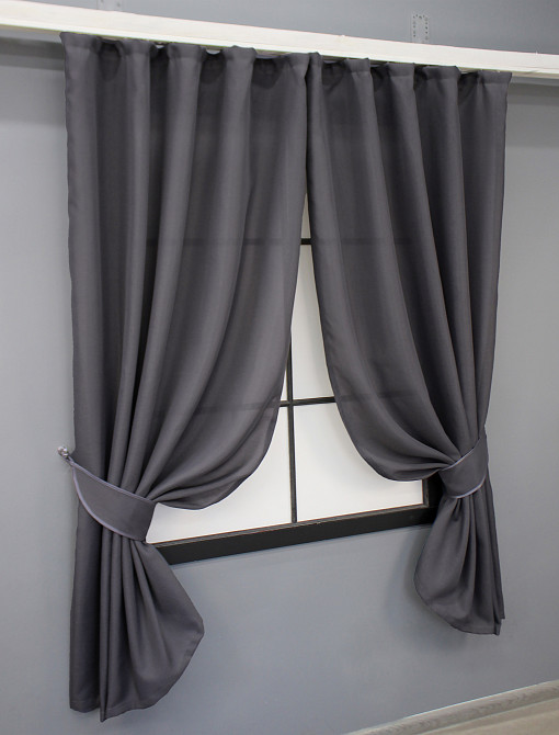 Комплект коротких штор VR-Textil Льон Мішковина № 1234ш Сірий 130х170 см 2 шт (35-0301) Київ - фото 10