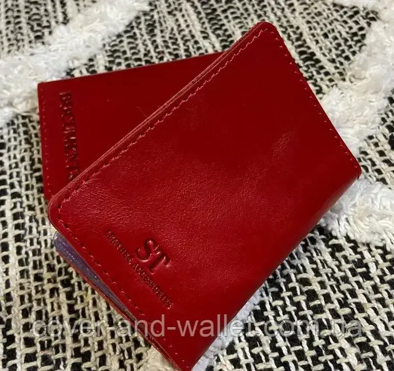 Червона шкіряна жіноча обкладинка для авто документів та id карти ST Leather Київ - фото 5