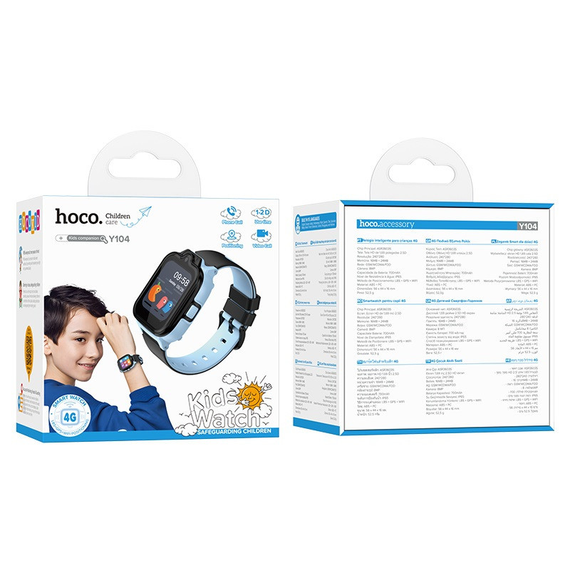 Дитячий смарт-годинник Hoco Y104 42mm. SIM 4G. Wi-Fi. 700 mAh. IP65 Blue Київ - фото 2