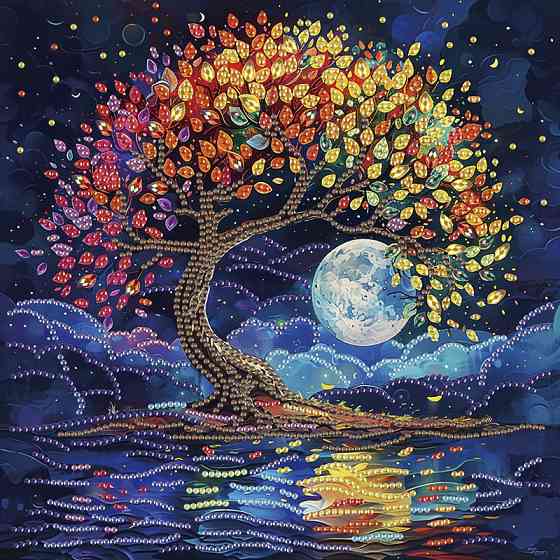 Алмазна мозаїка "Барвисте дерево" BH020 неповна викладка 25х25 см Вінниця