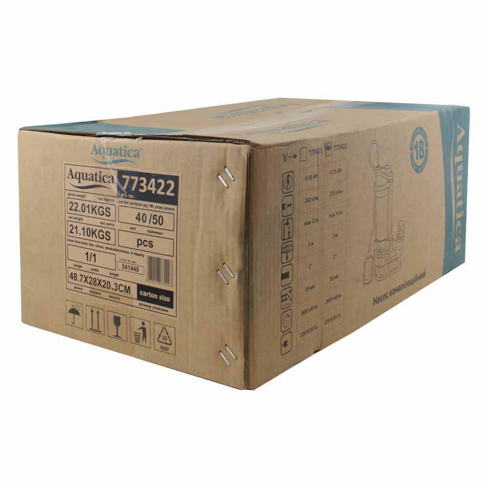 Насос каналізаційний 0.75кВт Hmax 14м Qmax 275л/хв (нерж) AQUATICA (773422) Рівне - фото 5