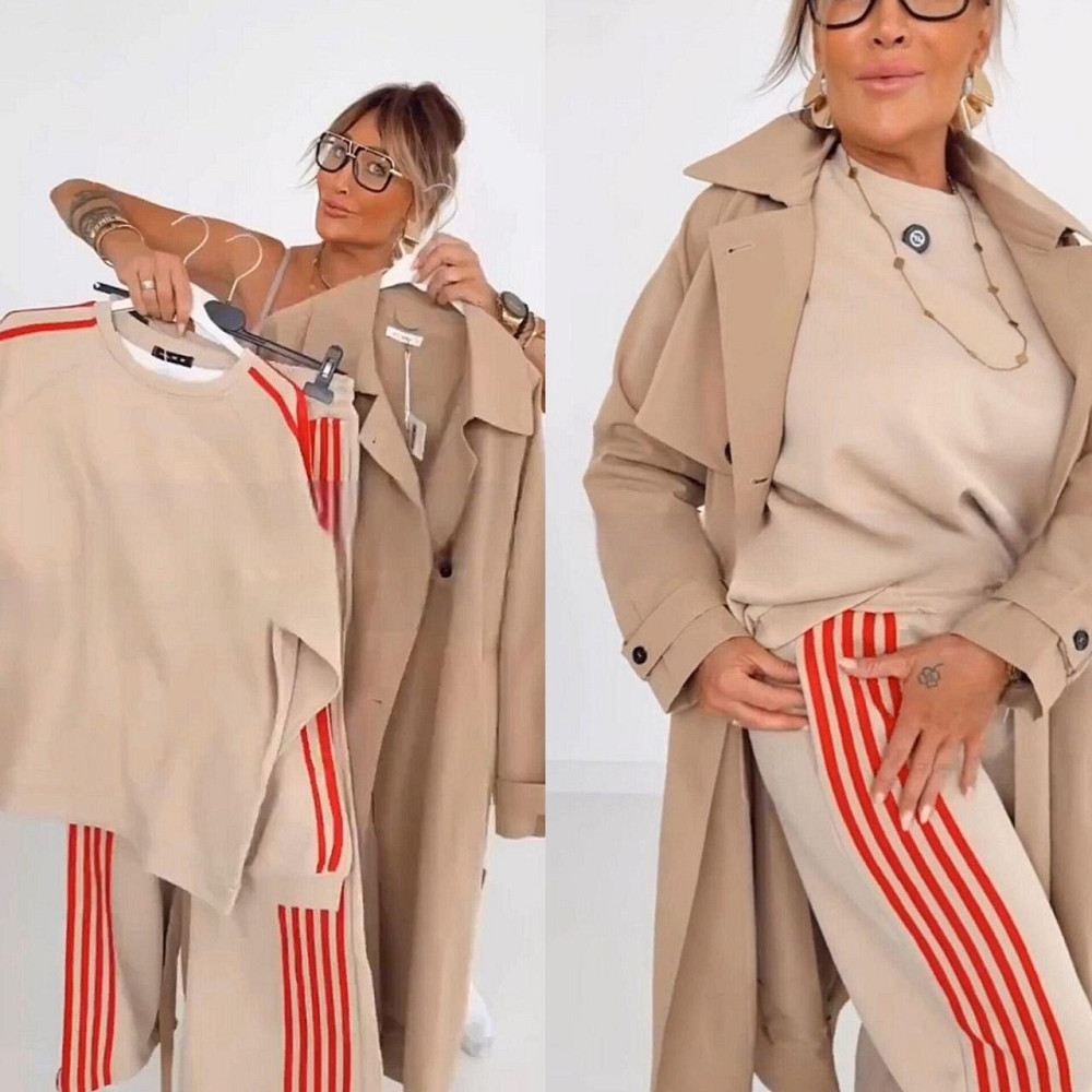 Женский теплый костюм двойка батал с лампасами пума плюш Бежевый, 56/58 Одесса - изображение 2