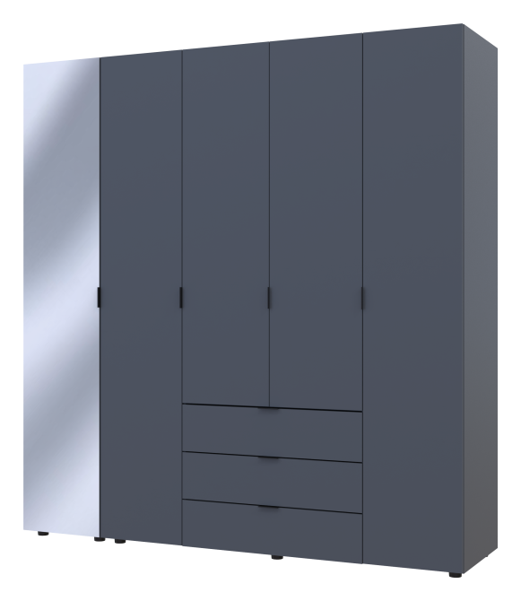 Комплект шаф для одягу Doros Гелар (2 шт.) 194х49,5х203,4 см Дзеркало/Графіт (DRS-011138) Львів - фото 3