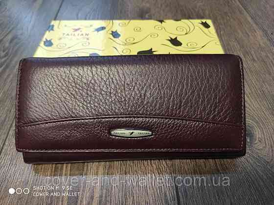 Класичний бордовий жіночий гаманець із натуральної шкіри Tailian 826 Київ