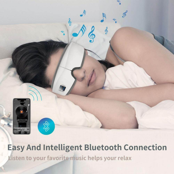 Массажер для глаз с Bluetooth, подогревом, воздушно-компрессионным и вибромассажем, аккумуляторный, золотисто-белый Киев