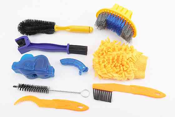 Набір для миття велосипеда 8 предметів (6 щіток, миття ланцюга та 1 мийко-рукавичка мікрофіброва) Киев