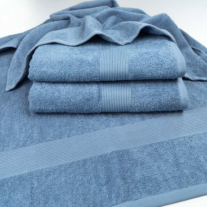 Набор махровых полотенец c Бордюром 3шт GM Textile 40х70см, 50х90см, 70х140см 400г/м2 (Синий) Сумы - изображение 8