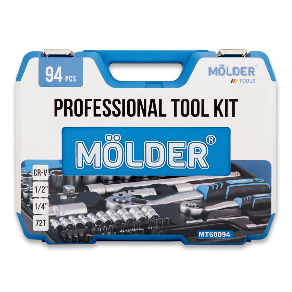 Професійний набір інструментів в кейсі Molder 1/2", 1/4" 72 T, CR-V, 94од. Львів - фото 2