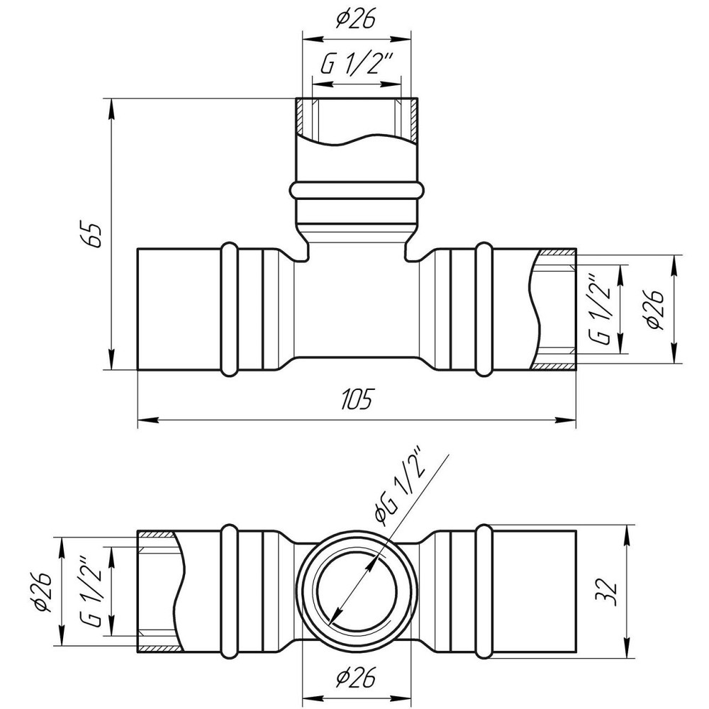 Тройник промежуточный пресс APE ITALY AP 131 26х26х26 Киев - изображение 3