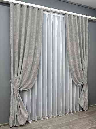 Комплект готових штор VR-Textil Жакард Sultan XO № 1124ш Світло-сірий 150х270 см 2 шт (30-921) Київ