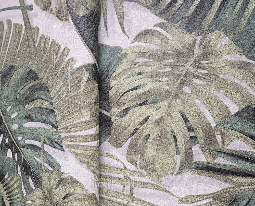 Шпалери вініл на флізеліні гарячого тиснення DU&KA Natura1.06х10 листя монстери пальми зелені салатові Київ - фото 1