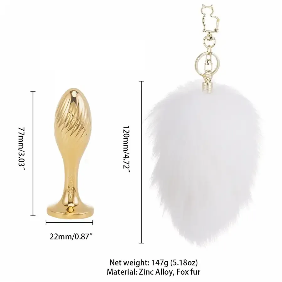 Металева анальна пробка Кролячий хвост LOCKINK SEVANDA White Bunny-Tail Anal Pear-shape Plug Львов - изображение 6