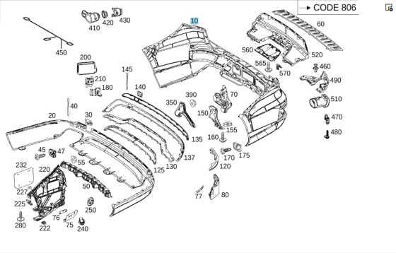Mercedes-Benz  A1668853900 Шкаралупа заднього бампера GL/GLS X166 Одеса