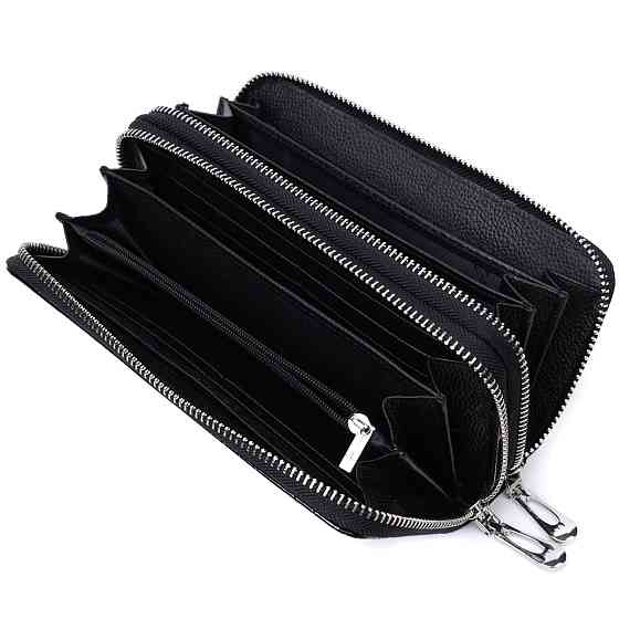 Стильный фактурный клатч на два отделения из лакированной натуральной кожи Черный (ST Leather) Киев