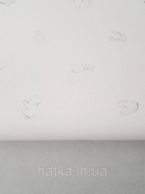 Шпалери флізелінові дитячі Lutece Tartine et Chocolat біла основа світло сірі мишки їжачки баранці зайчики Київ - фото 2