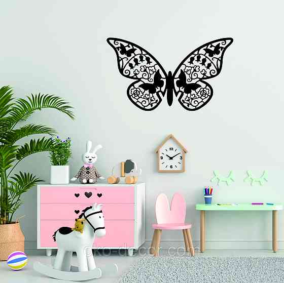 Декоративне настінне Панно  «Метелик» , Декор на стіну 70*40 см, Чорний Київ