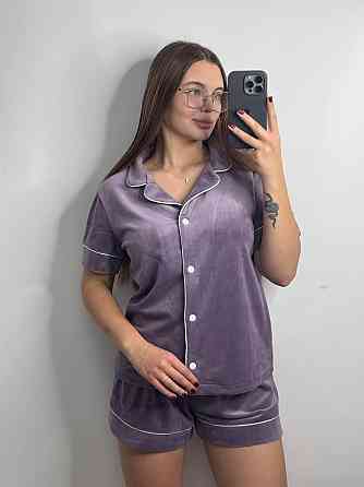 Жіночий велюровий домашній костюм з шортами Ліловий б/К XL/2XL Харків