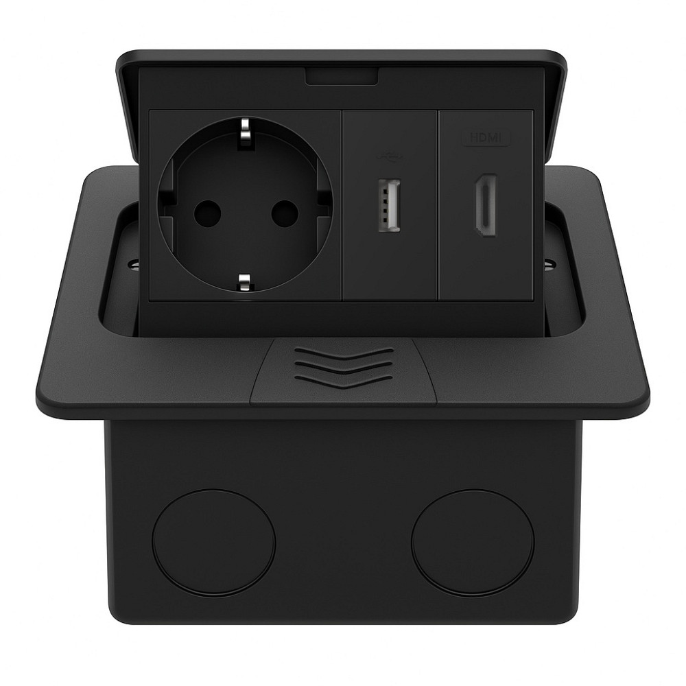 LIVOLO Розетка підлогова подвійна LIVOLO чорна, вбудована у підлогу, з USB 10Вт, HDMI, для кухн Коломия - фото 3