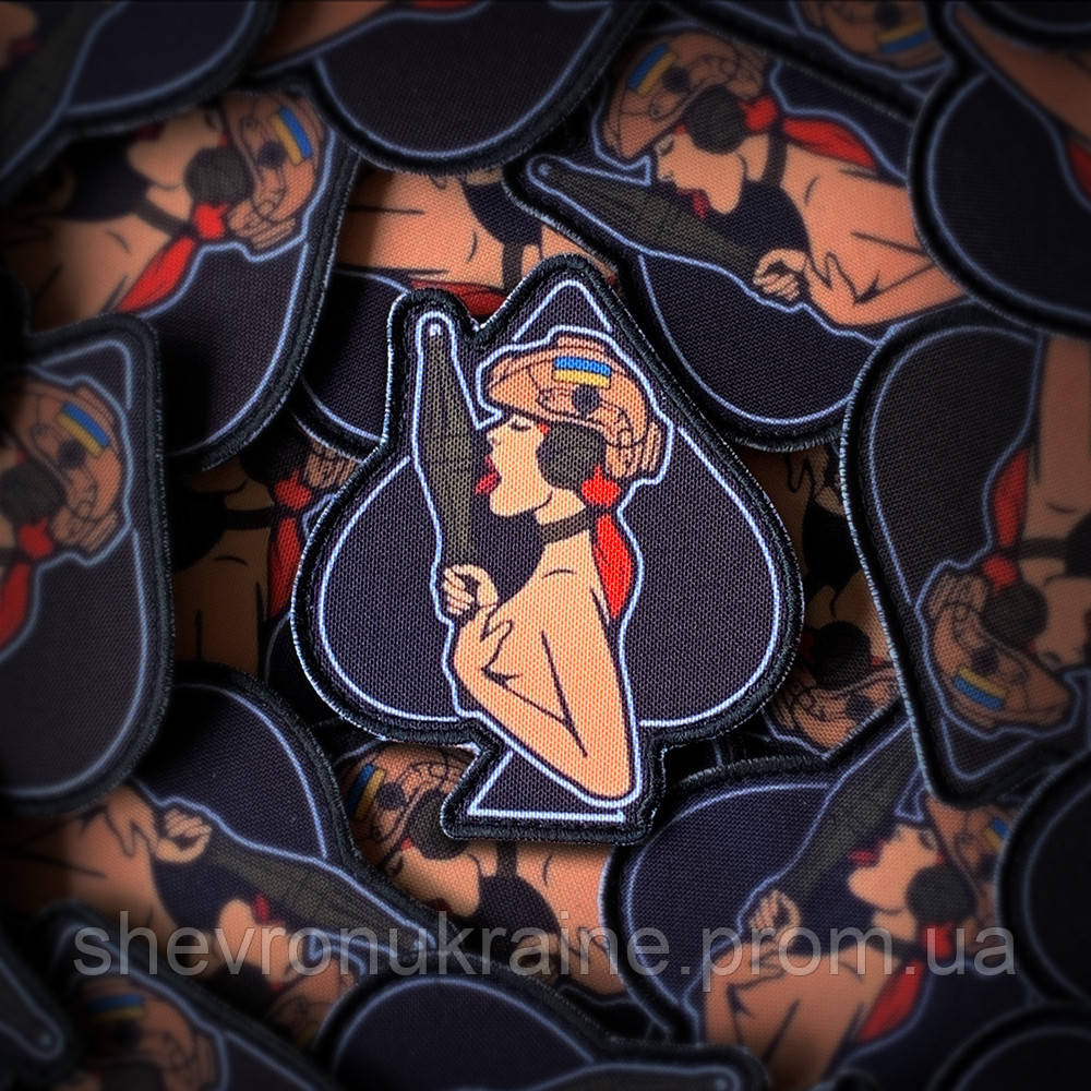 Печатный шеврон Пиковая дама (Форма контурная. На липучке) Размер 8x7см Киев - изображение 1