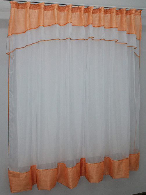 Гардина (280х170см) арка на кухню из шифона цвет белый с персиковым 110к 59-263 Киев - изображение 2