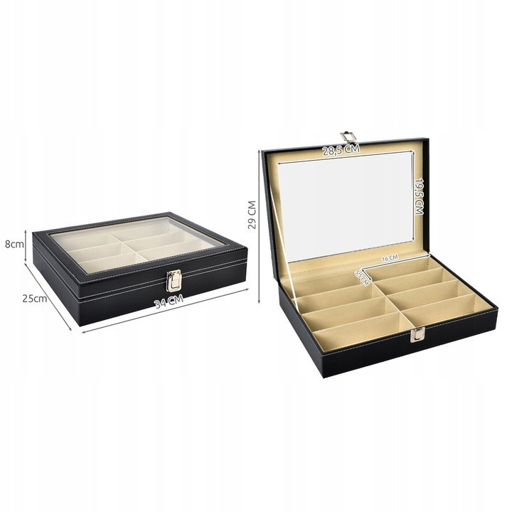 Шкатулка - органайзер для зберігання окулярів 8 відділень Soulima (8512) Black Нововолинськ - фото 7