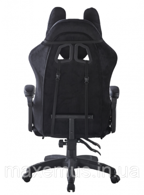 Кресло геймерское из ткани с подставкой для ног B 1 4 6 компьютерное кресло для геймера черно-серое Мостиска - изображение 4