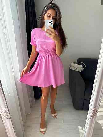 Жіноче легке приталене базове плаття креп жатка Рожевий, 46/48 Одеса