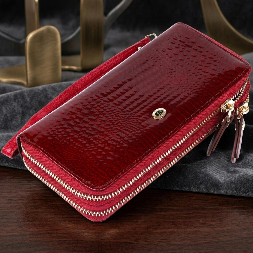 Жіночий клатч з двома відділеннями ST Leather 18907 Бордовий Київ - фото 10