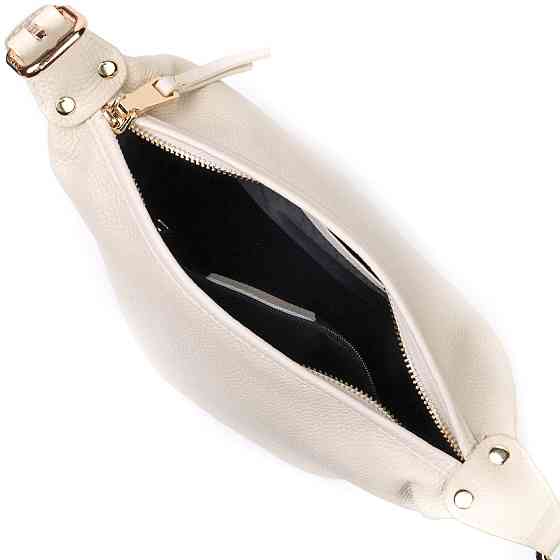 Зручна жіноча сумка з однією довгою ручкою із натуральної шкіри Vintage 22307 Біла Київ