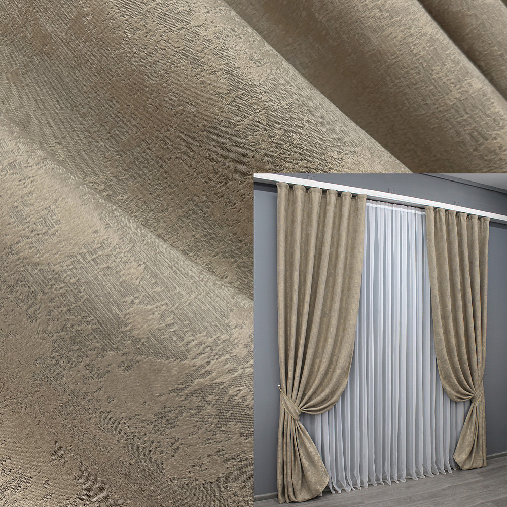 Комплект готовых штор VR-Textil Жаккард Sultan XO № 1683ш Капучино 150х270 см 2 шт (33-0560) Киев - изображение 1